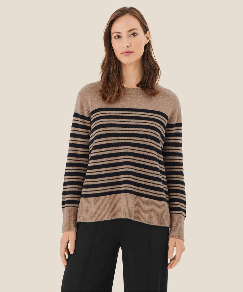 Strickpullover mit Kaschmir-Touch, Black/dijon