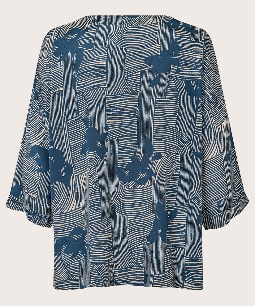 Bedruckte Viskosebluse Mit 3/4-ärmeln, Sargasso Sea