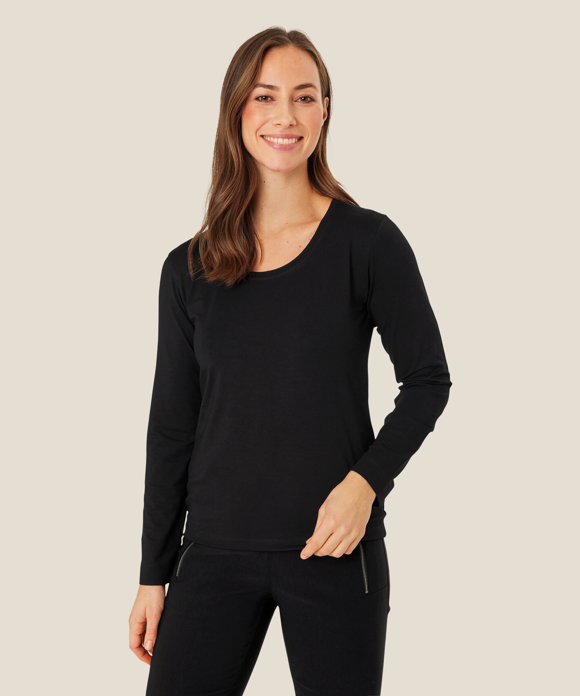 Weiches Jersey-Top mit langen Ärmeln, Black