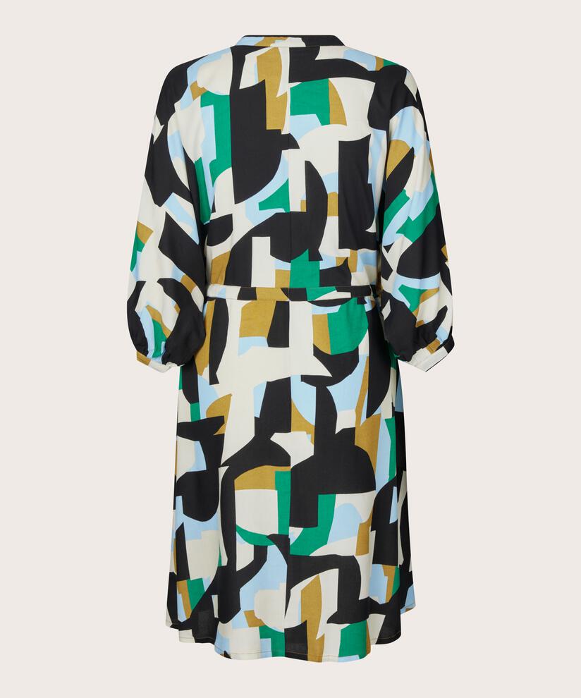 Gemustertes Viskosekleid mit Knöpfen und Bändern, Greenlake