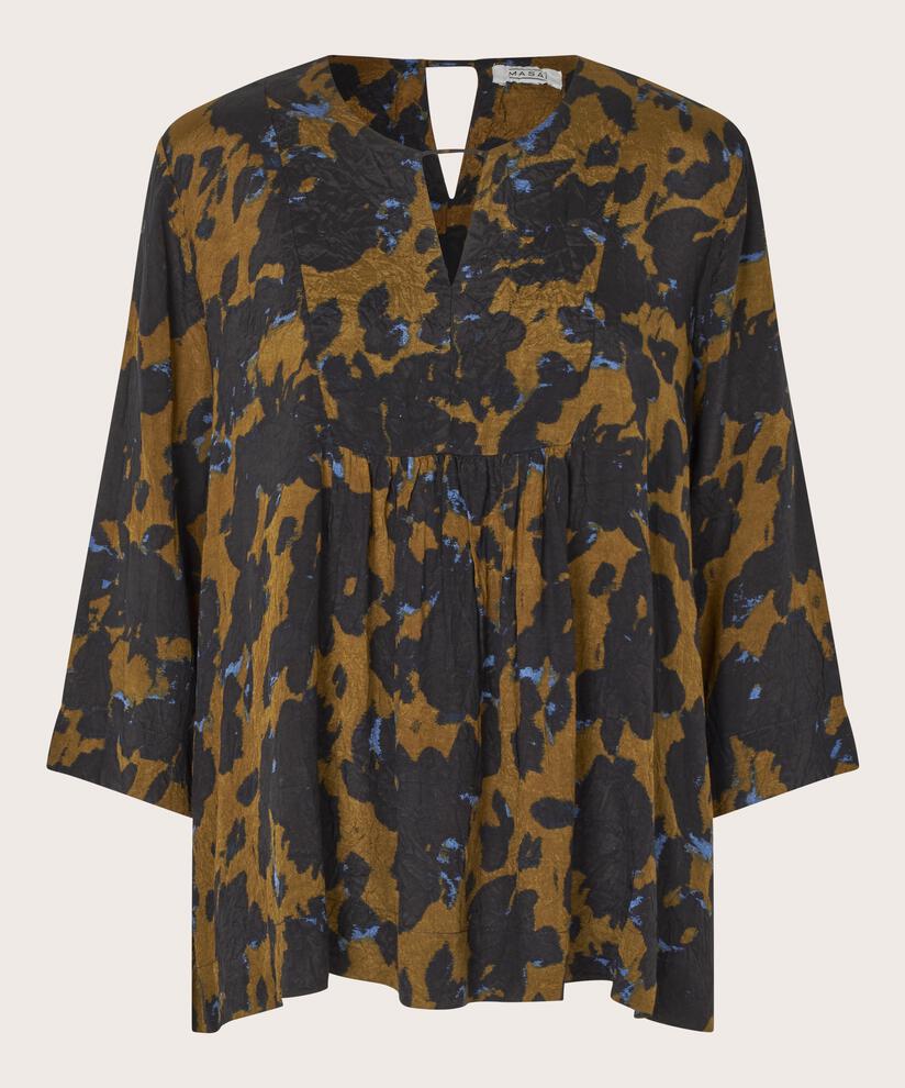 Viskosebluse mit kleinen Falten und Knopfdetail am Hals, Breen