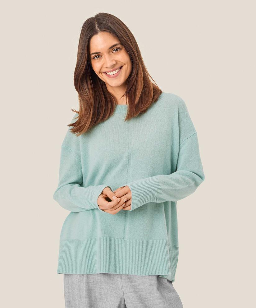 Langärmliger Wollpullover Mit Gerippten Kanten, Ether