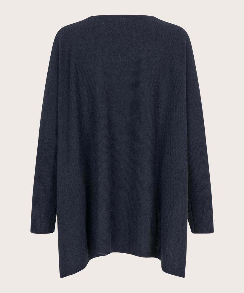 Oversize Wollstrickpullover mit Rundhals, Mood Indigo
