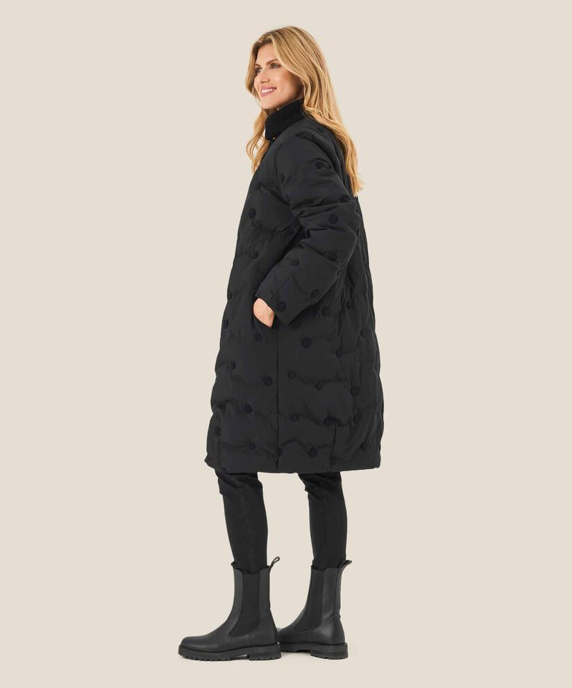 Daunenmantel mit gerippten Details, Black