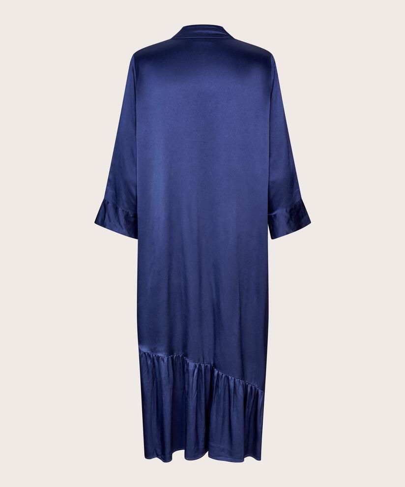 Kleid aus Viskosesatin mit V-Ausschnitt, Medieval blue