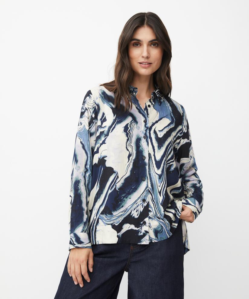 Viskose-Shirt mit langen Ärmeln und längerem Rücken, Wisteria