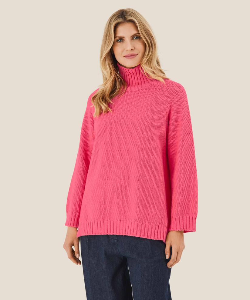 Rollkragenpullover aus Baumwollmischung, Calypso Coral