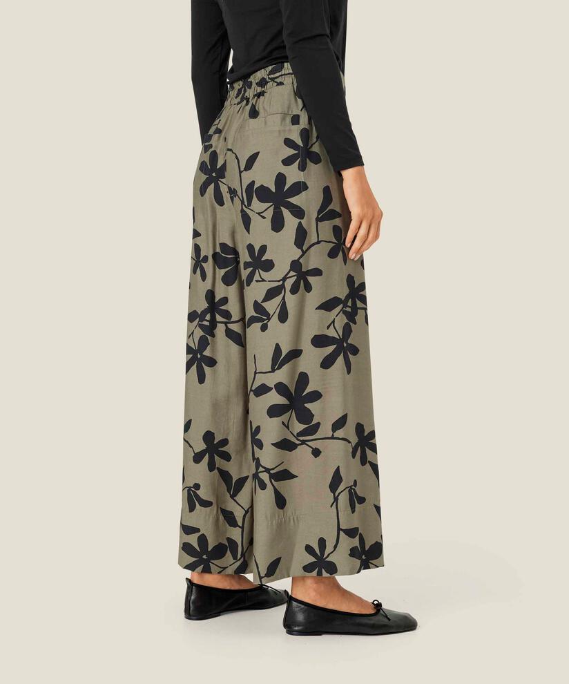 Bedruckte Hose mit Gummizug hinten, Vetiver
