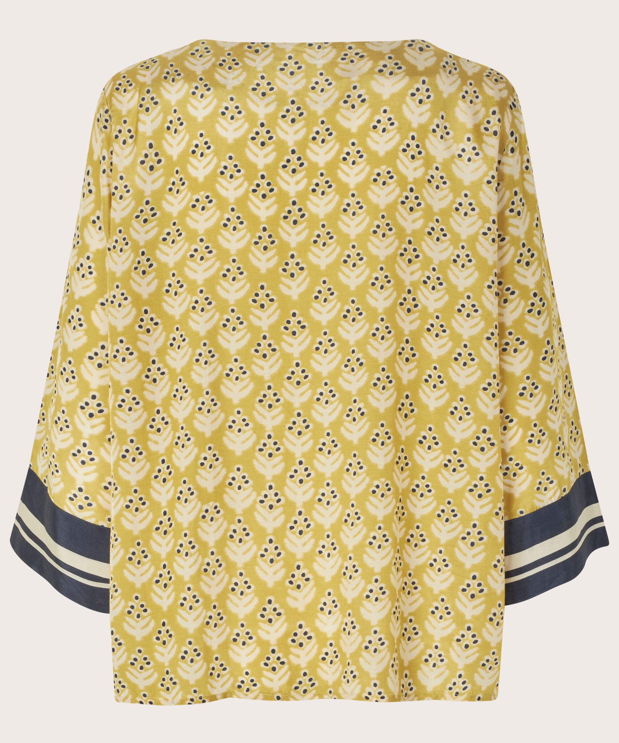 bedruckte Viskosebluse mit Schlitz am Hals, Burnish Gold