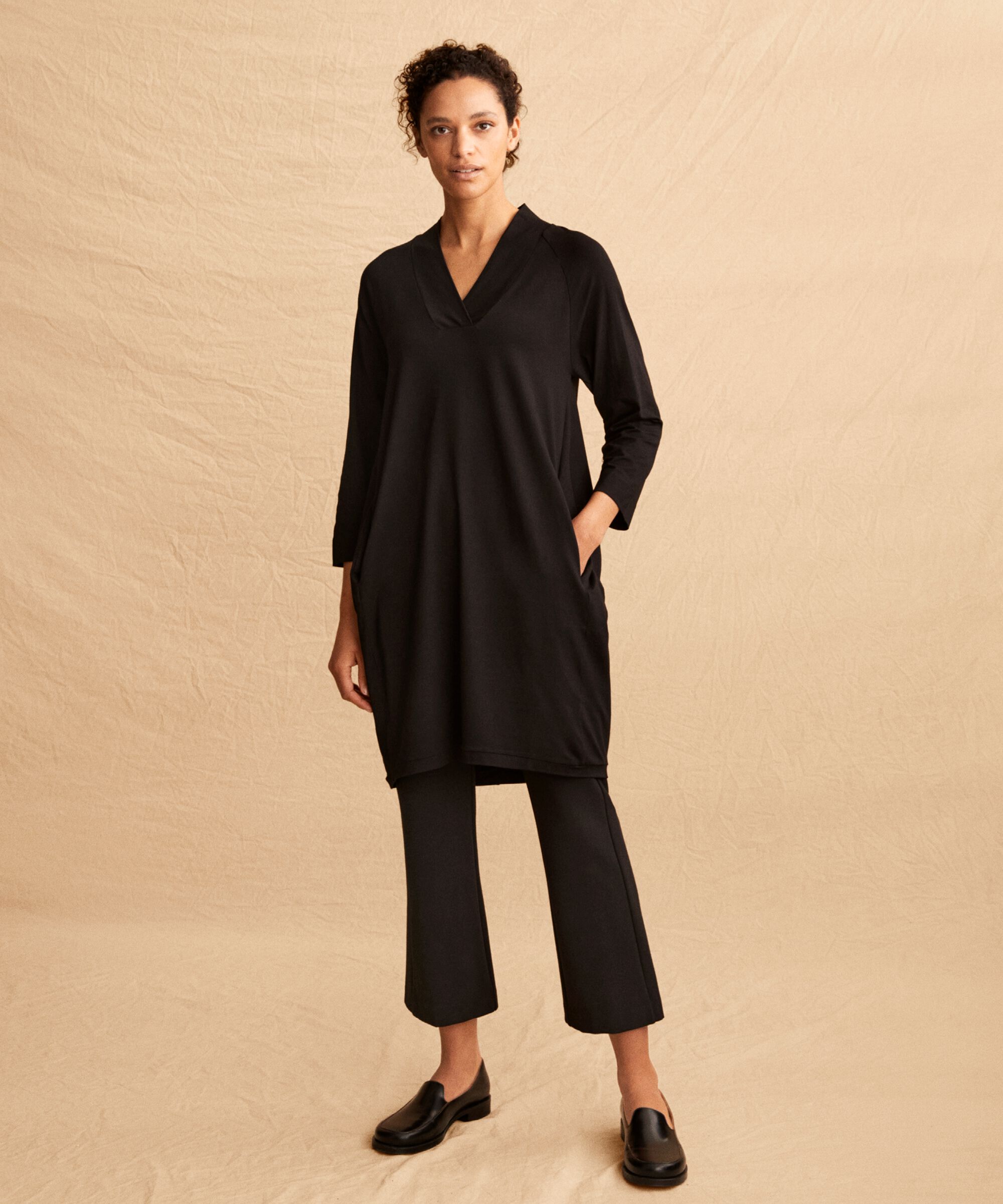 Jersey-tunika Mit 3/4-ärmeln, Black