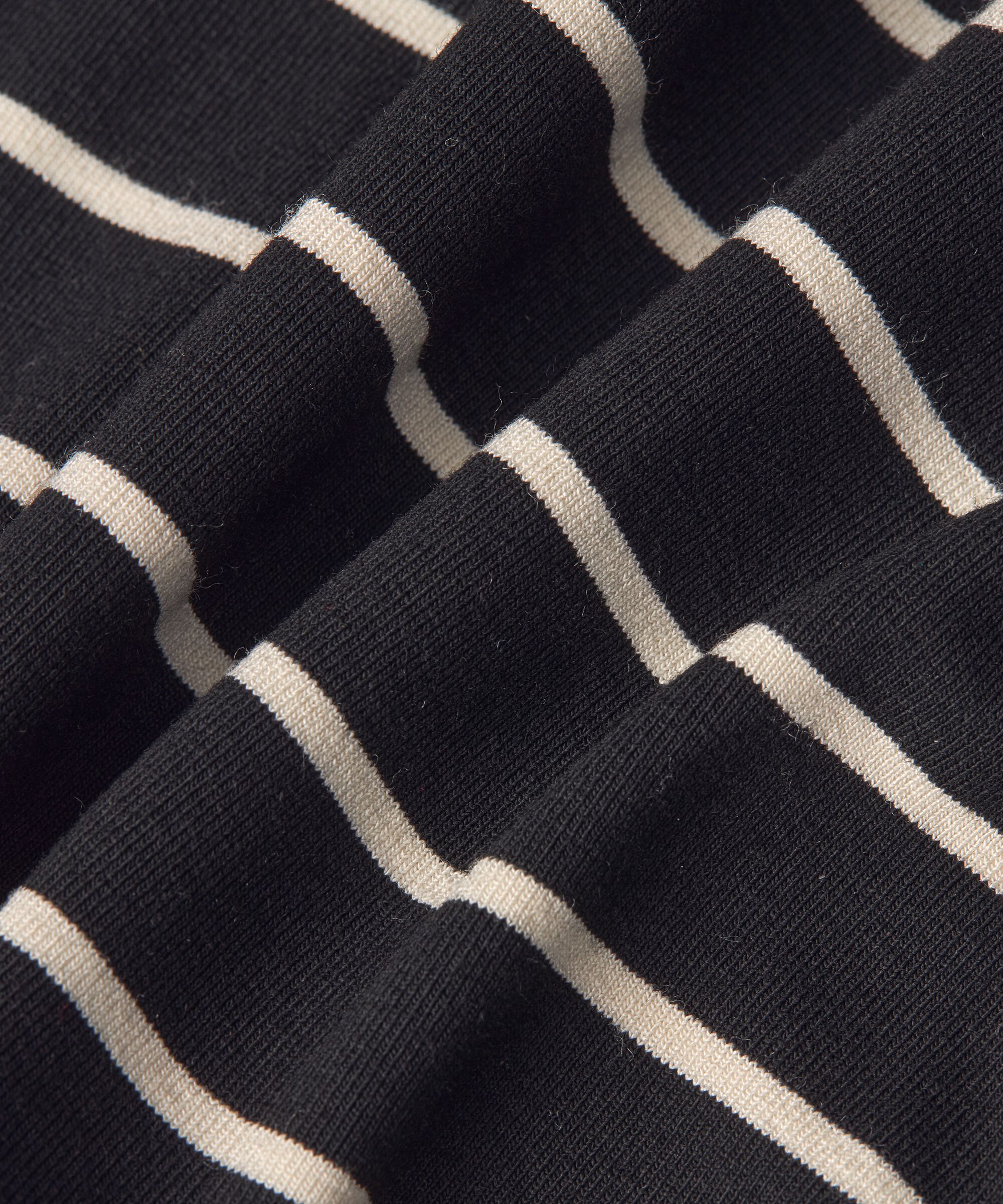 Gestreifte Jersey-Tunika mit V-Ausschnitt, Black