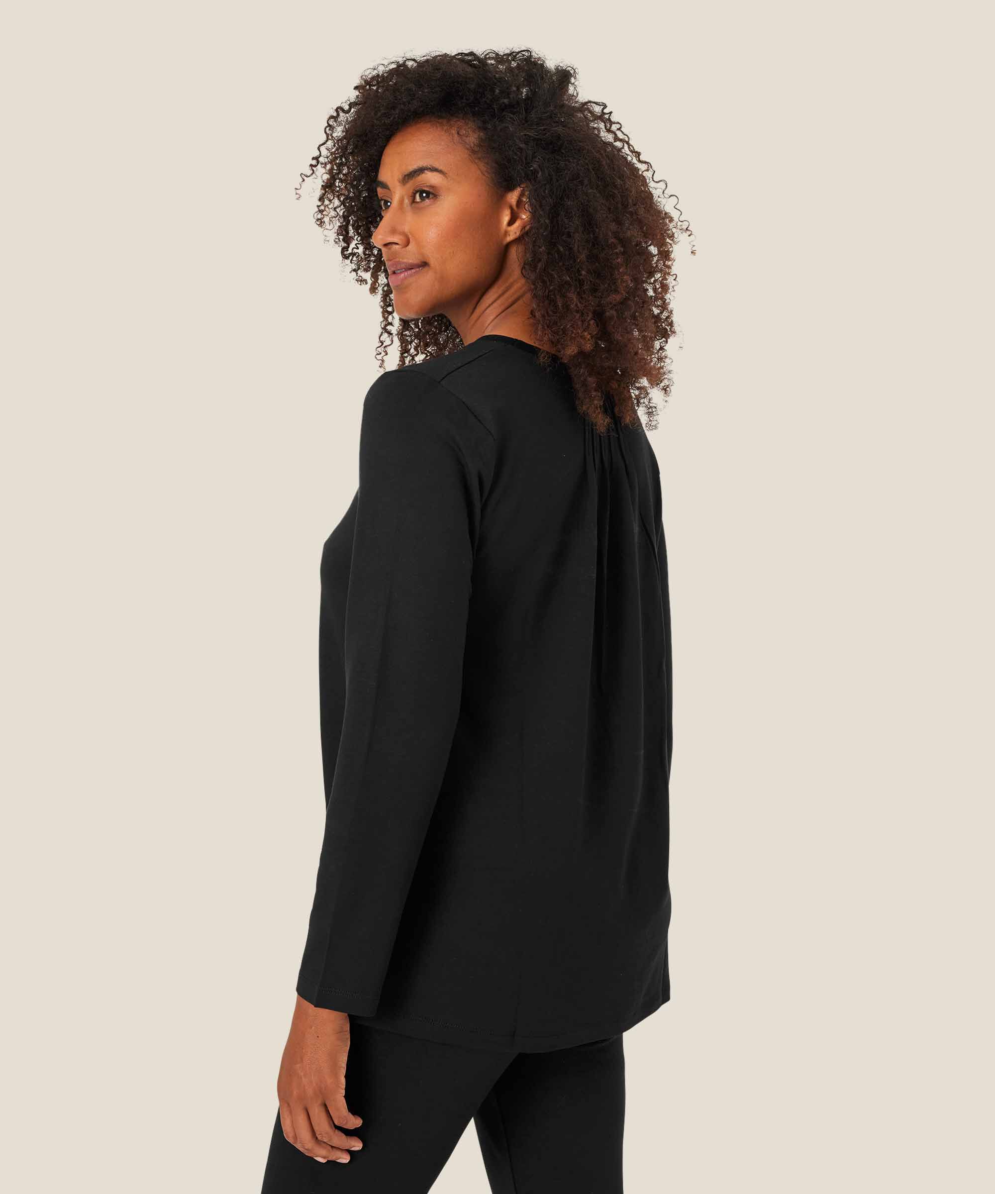 Jersey-Top mit Falten auf der Rückseite, Black