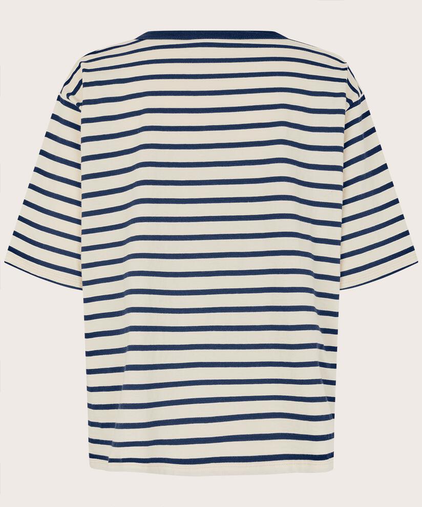 gestreiftes T-Shirt mit Rundhals, Navy Blazer