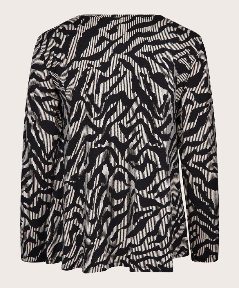 Bedrucktes Jersey-Top mit Rundem hals, Black