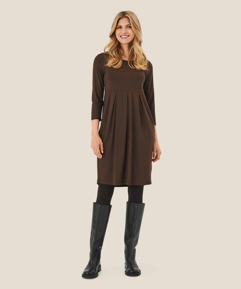 Tulpenkleid aus Jersey, Coffee Bean