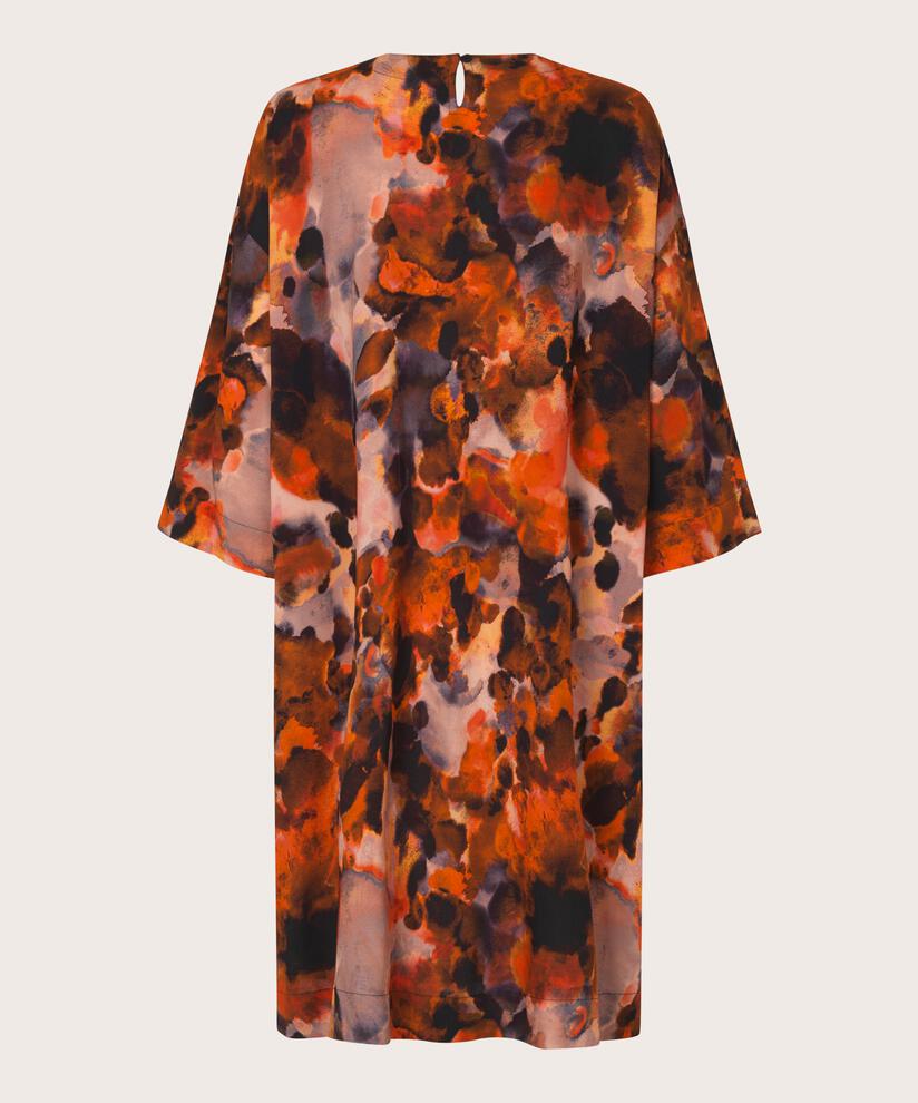 Viskosekleid mit Rundhals, Spicy Orange