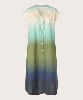 durchgeknöpftes Baumwollkleid mit Bindeband im Nacken, P. Turquoise