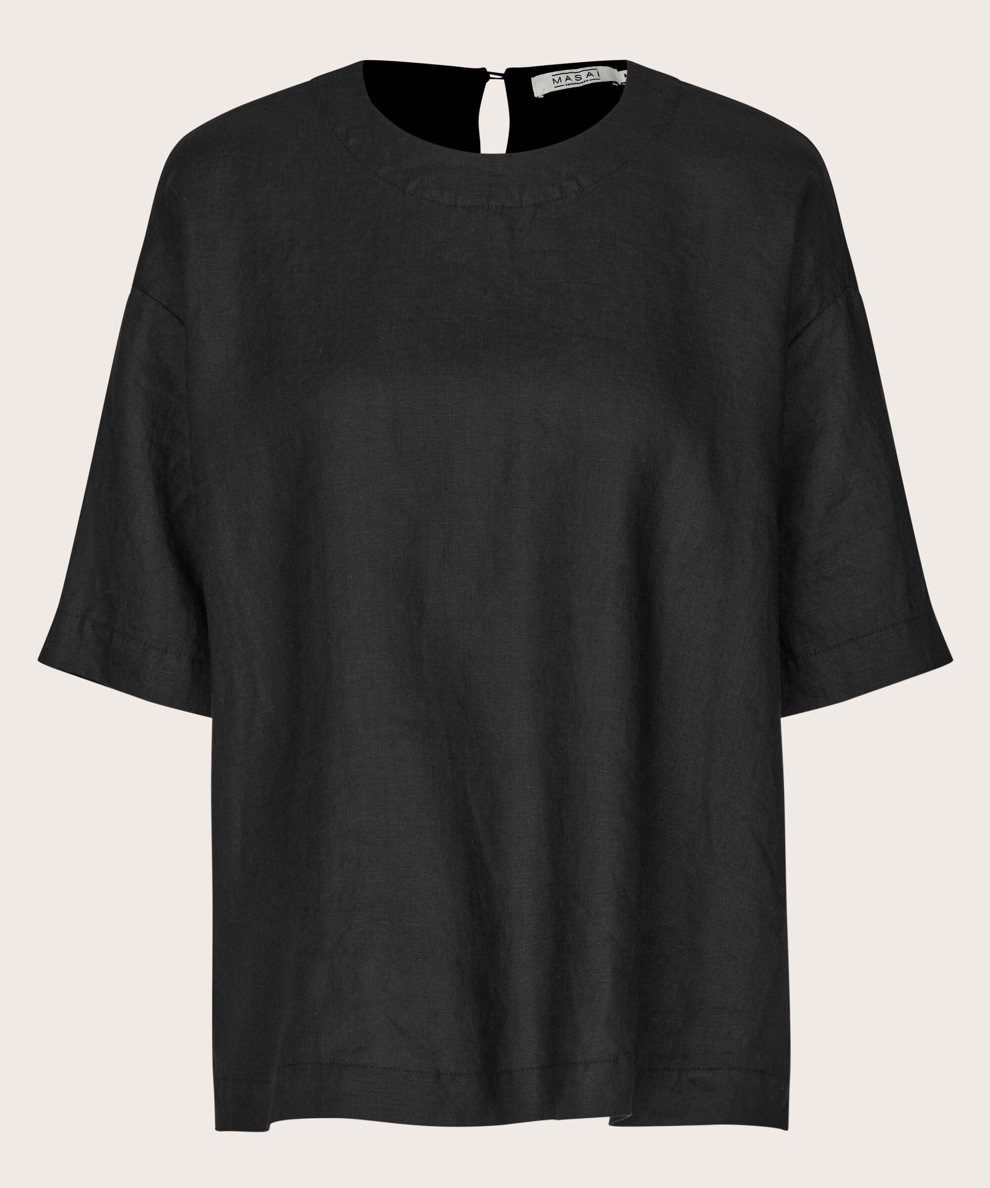 Viskosebluse Mit 1/2 Ärmeln, Black