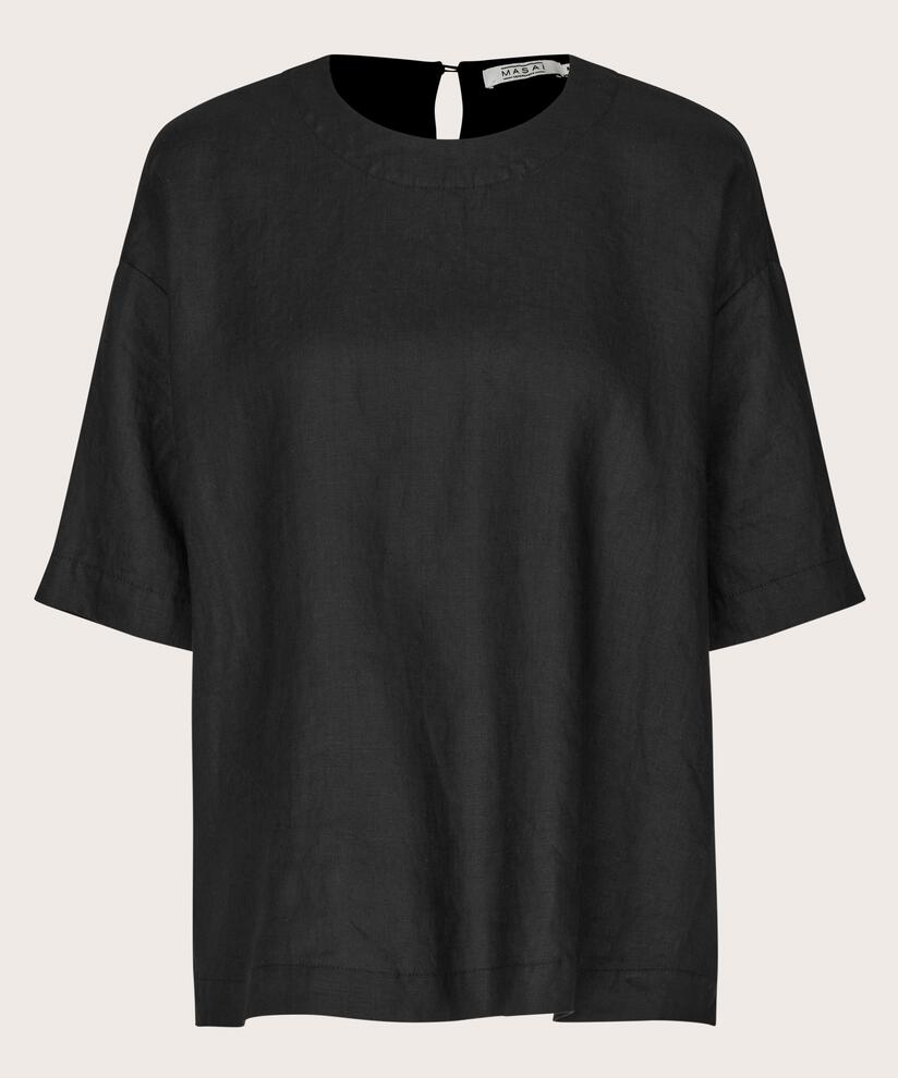 Viskosebluse Mit 1/2 Ärmeln, Black