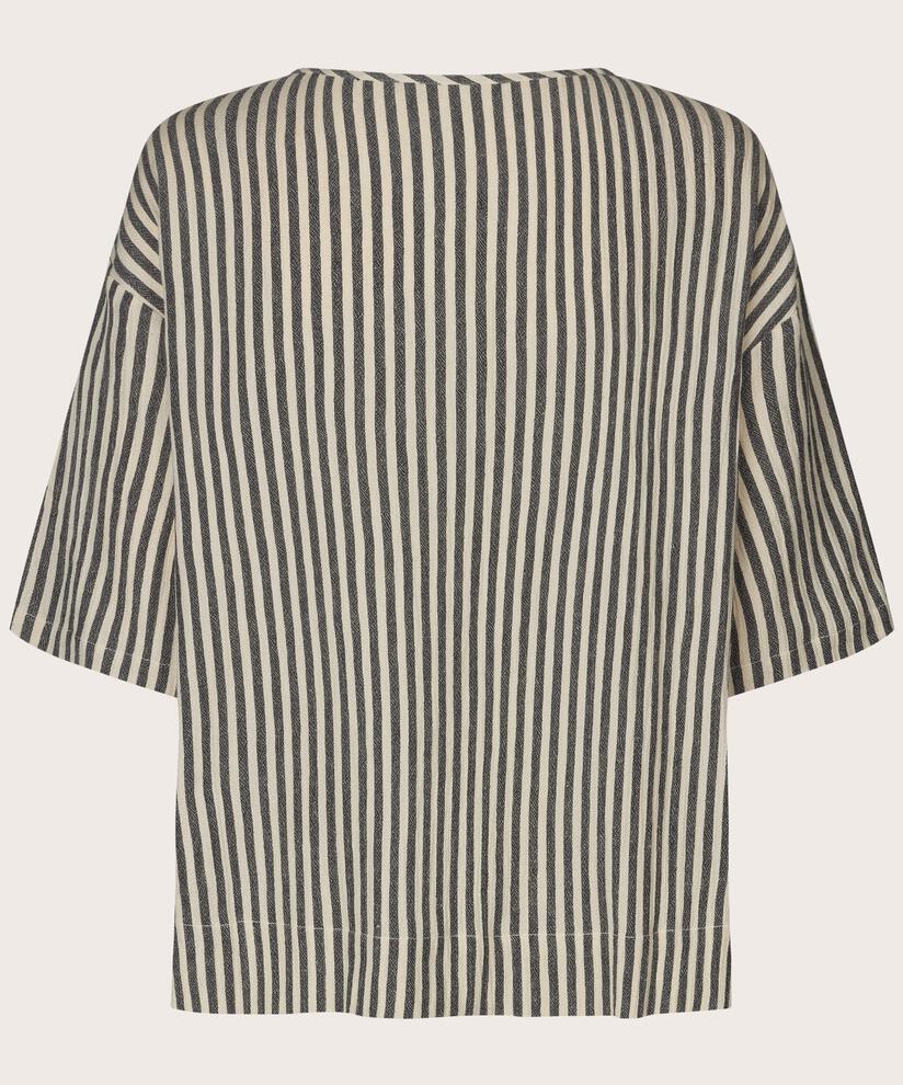 Gestreiftes Top aus Baumwollmischung, Black