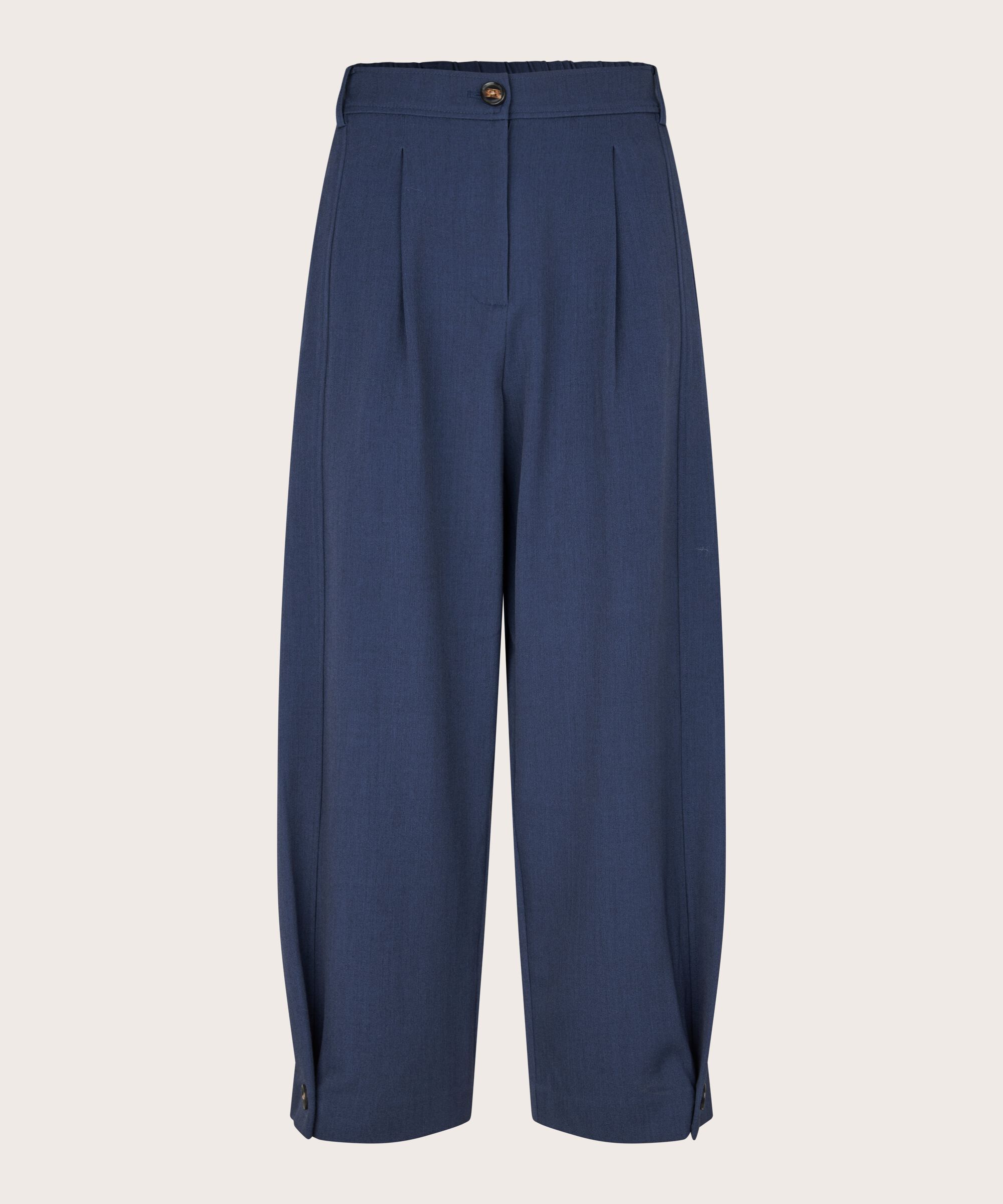 Gewebte Hose Mit Stretch Und Knopfdetail Am Bein, Navy Blazer