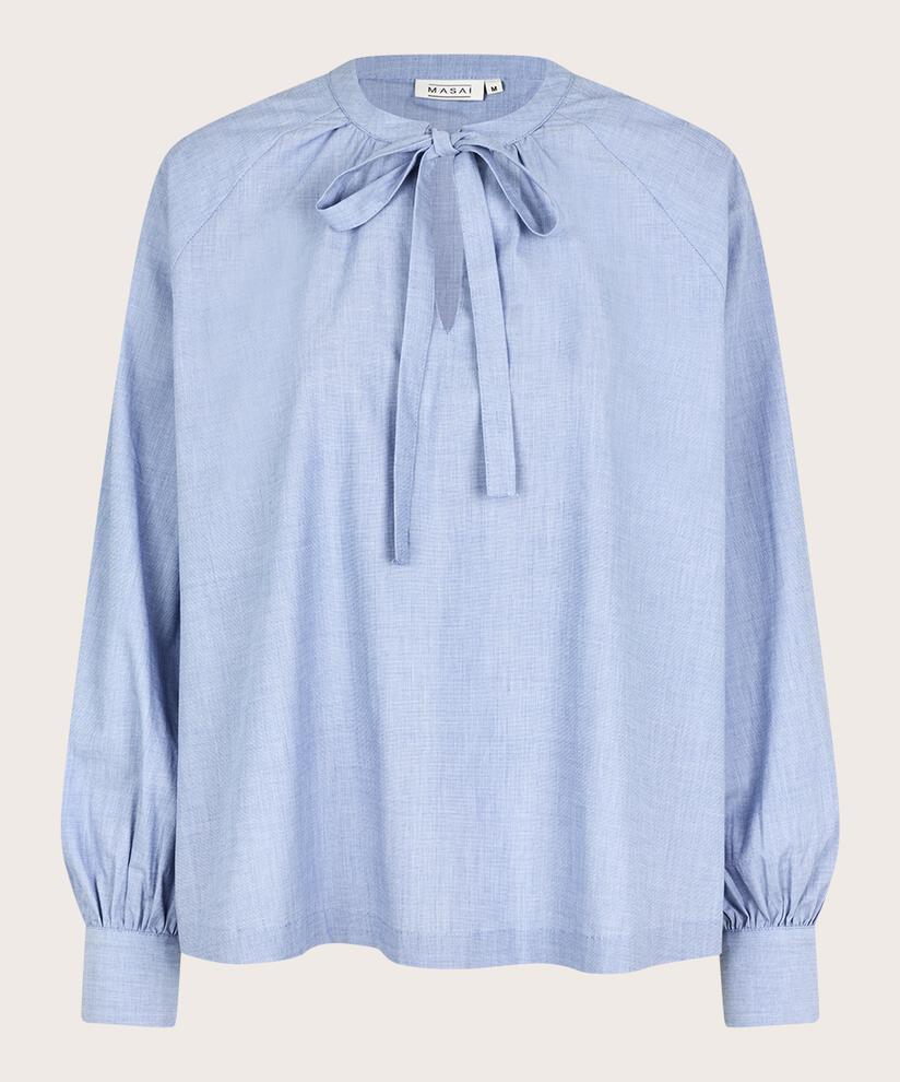 Baumwollbluse mit Bindebändern am Hals, Sargasso Sea