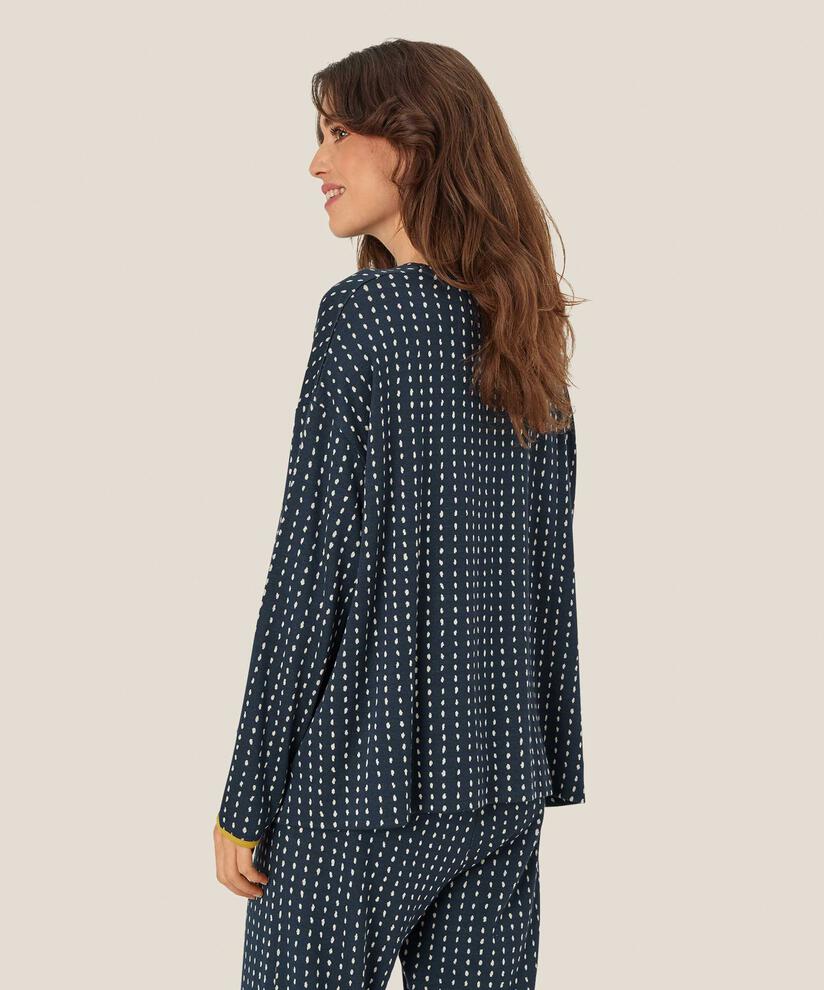 bedrucktes Jersey-Top mit Rundhals, Mood Indigo