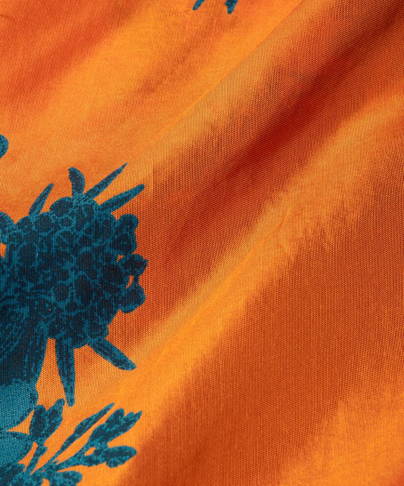 Bedrucktes Viskosekleid mit V-Ausschnitt, Russ Orange