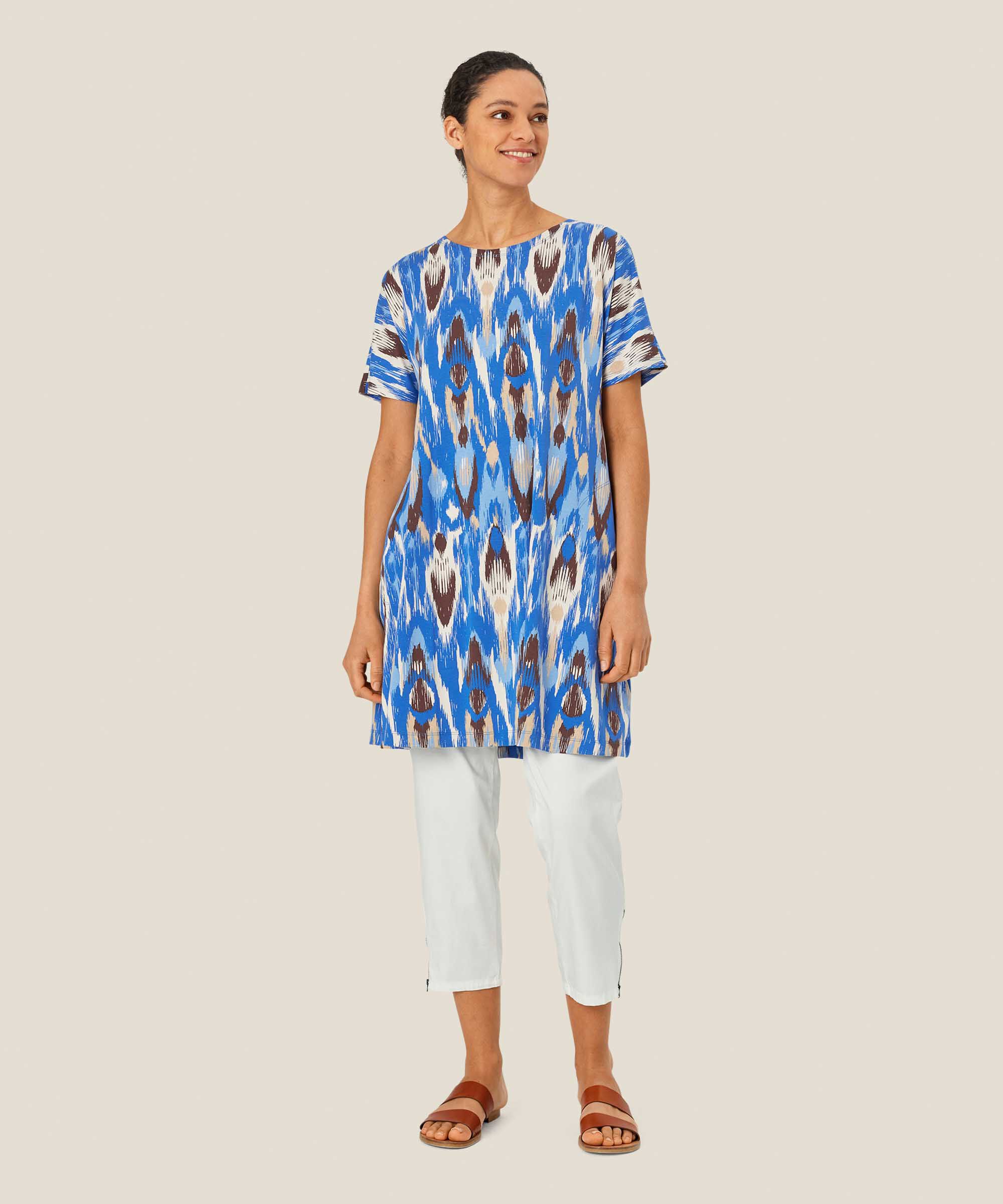 Bedruckte Jersey-tunika Mit Eingrifftaschen, Nebulas Blue