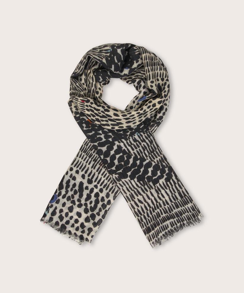 gemusterter Schal aus reiner Wolle, Black