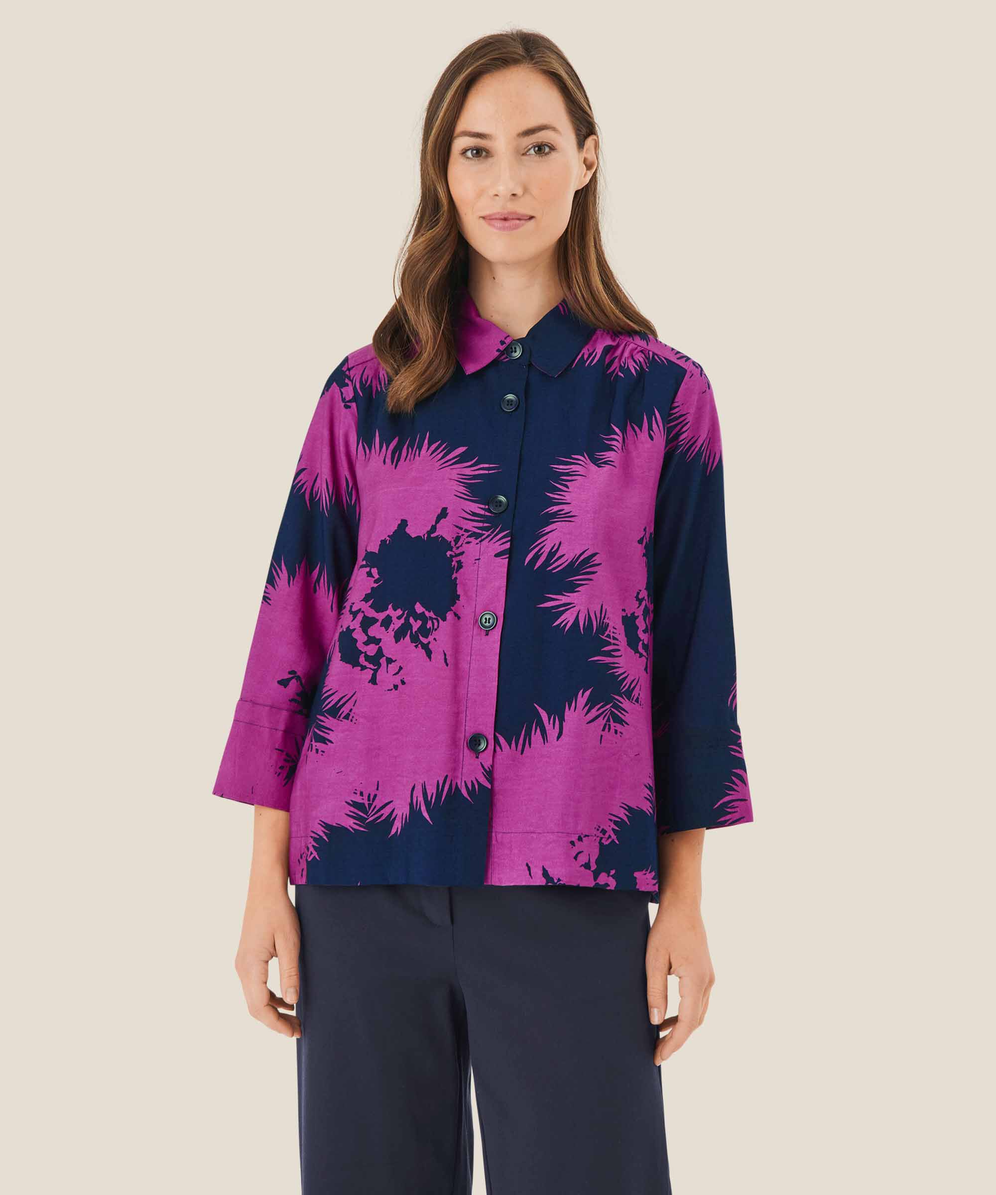 Button-Down-Hemdbluse aus Baumwolle, Wild Aster