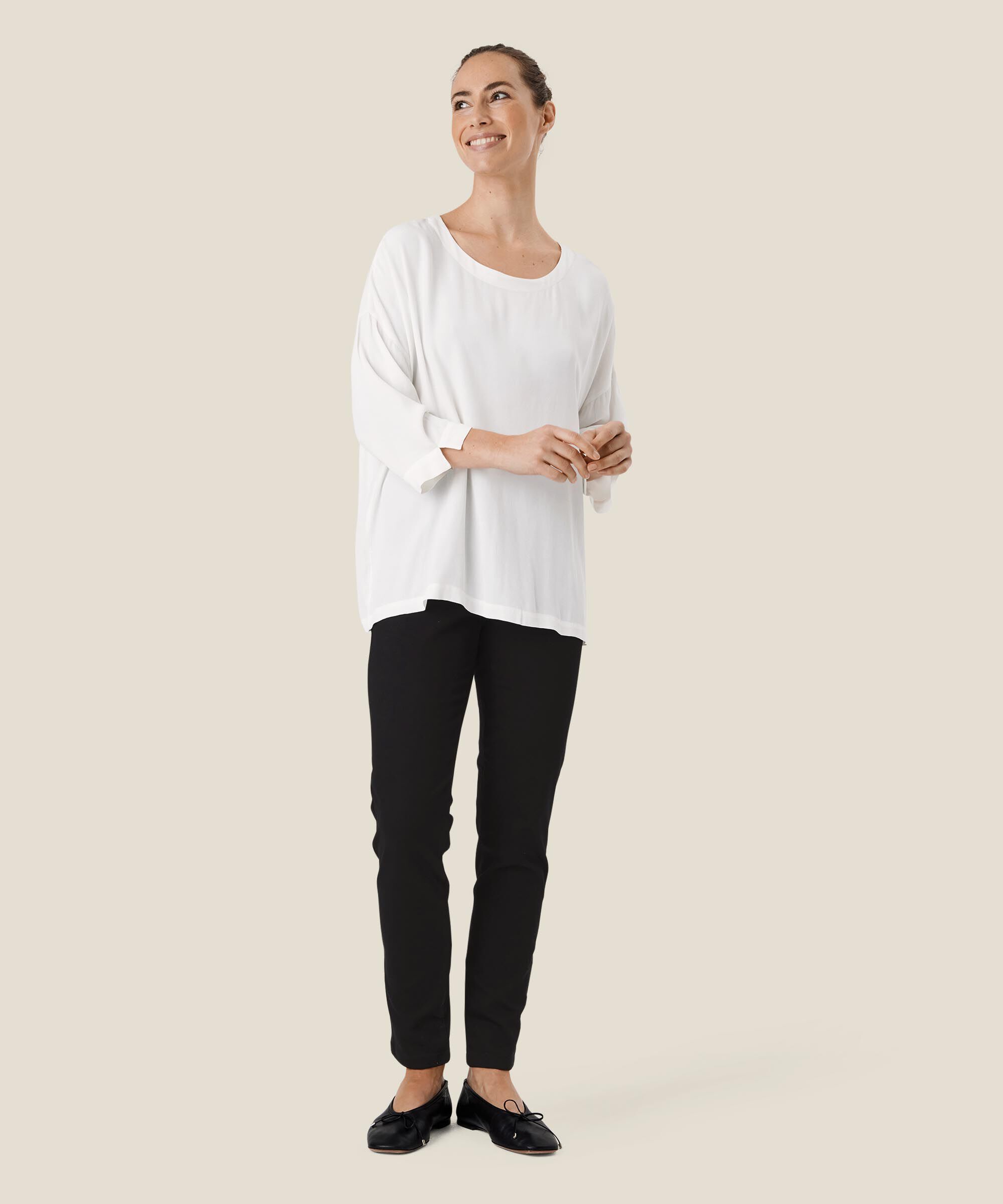 Viskosebluse Mit 3/4 Ärmeln, Cream