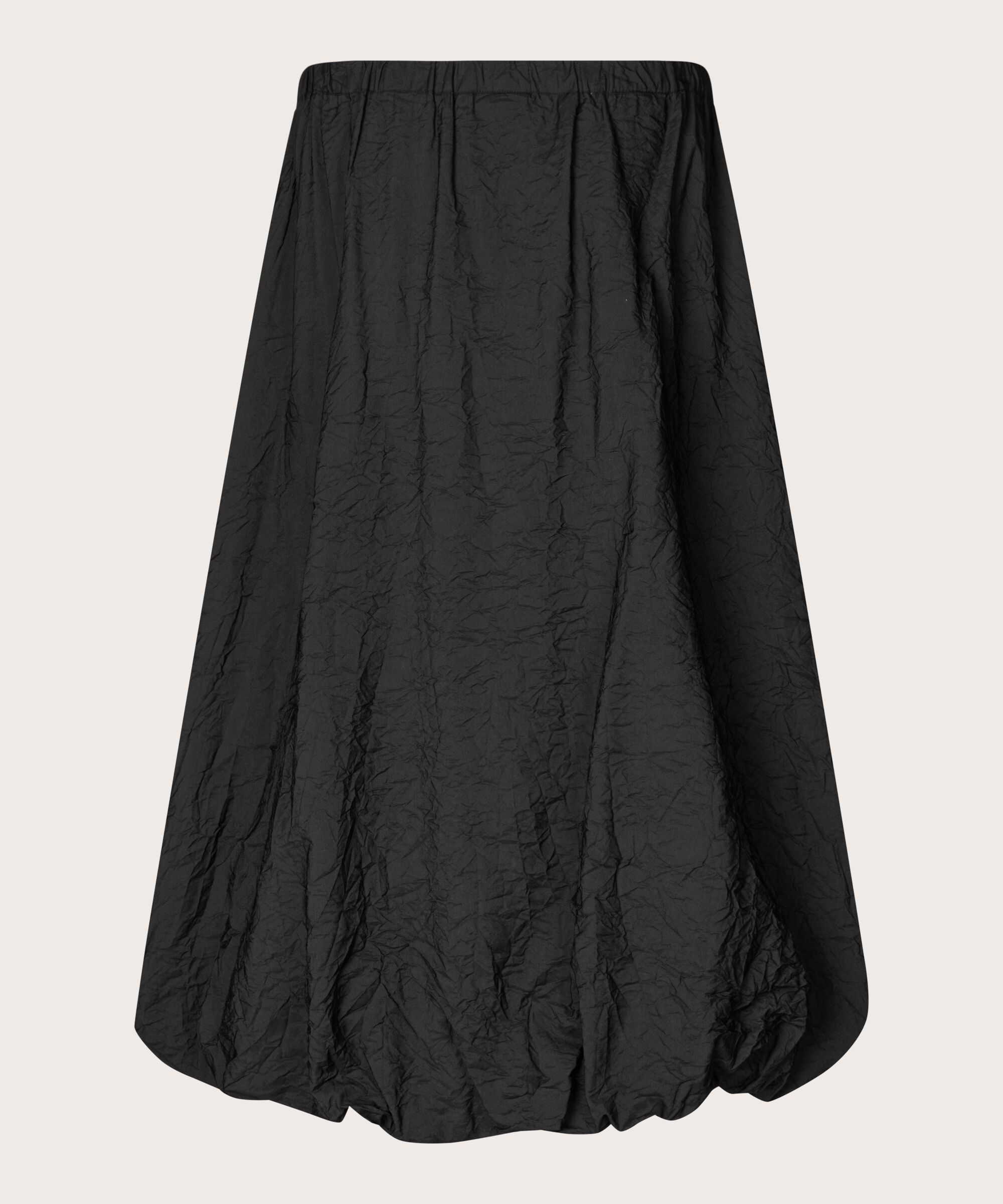 Viskoserock mit Eingrifftaschen und elastischem Saum, Black