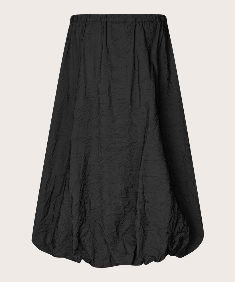Viskoserock mit Eingrifftaschen und elastischem Saum, Black
