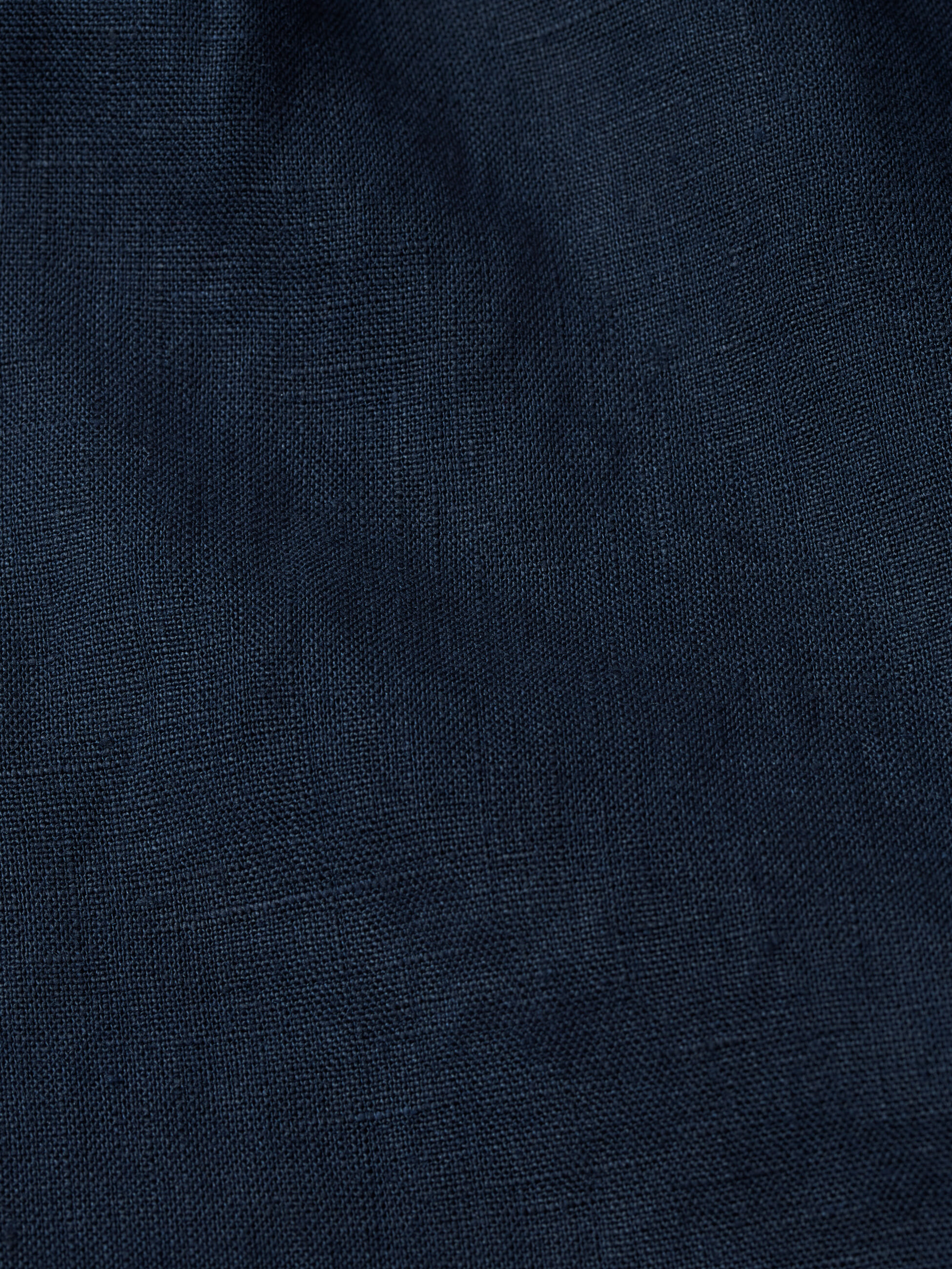 Leinenkleid mit V-Ausschnitt und Eingrifftaschen, Navy