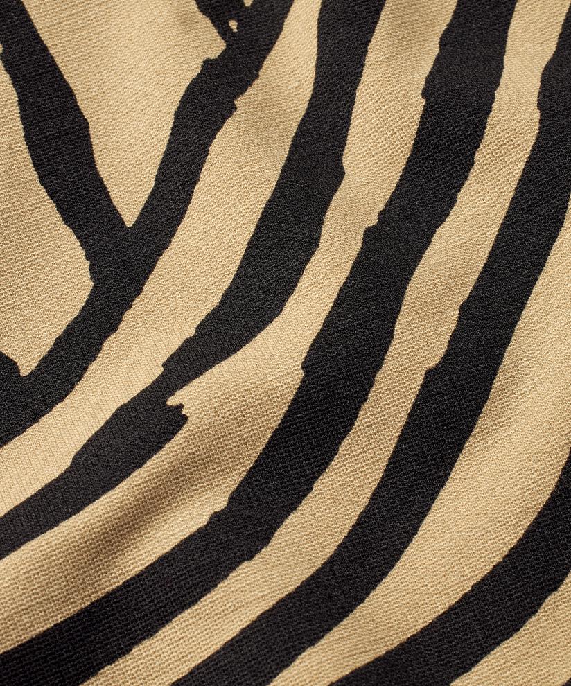 bedrucktes Jersey-Top mit Bindedetail, Travertine