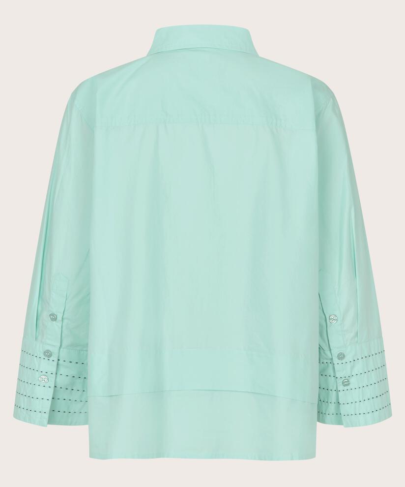 Baumwollshirt mit Kontrastnähten an den Ärmeln, P. Turquoise