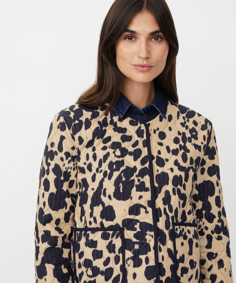 Steppjacke mit Leopardenmuster, Oxford Tan