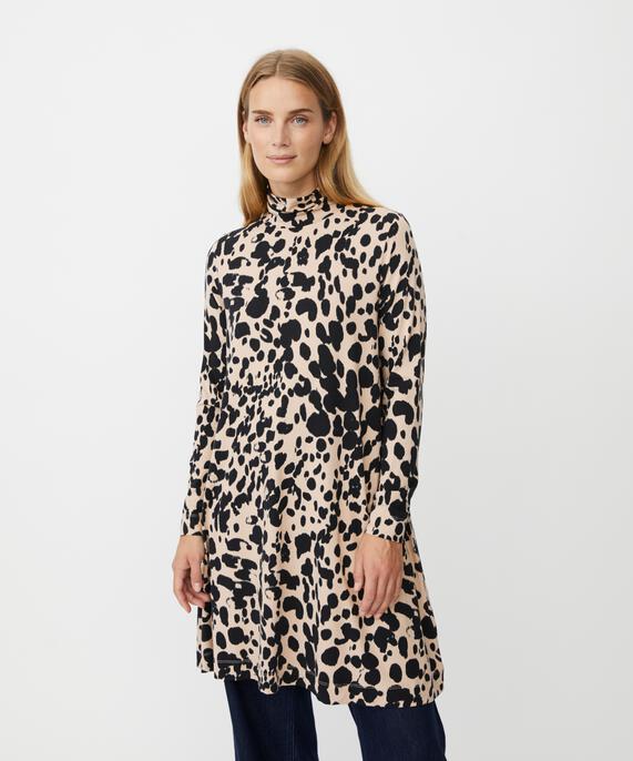 bedruckte Jersey-Tunika mit Rollkragen, Oxford Tan