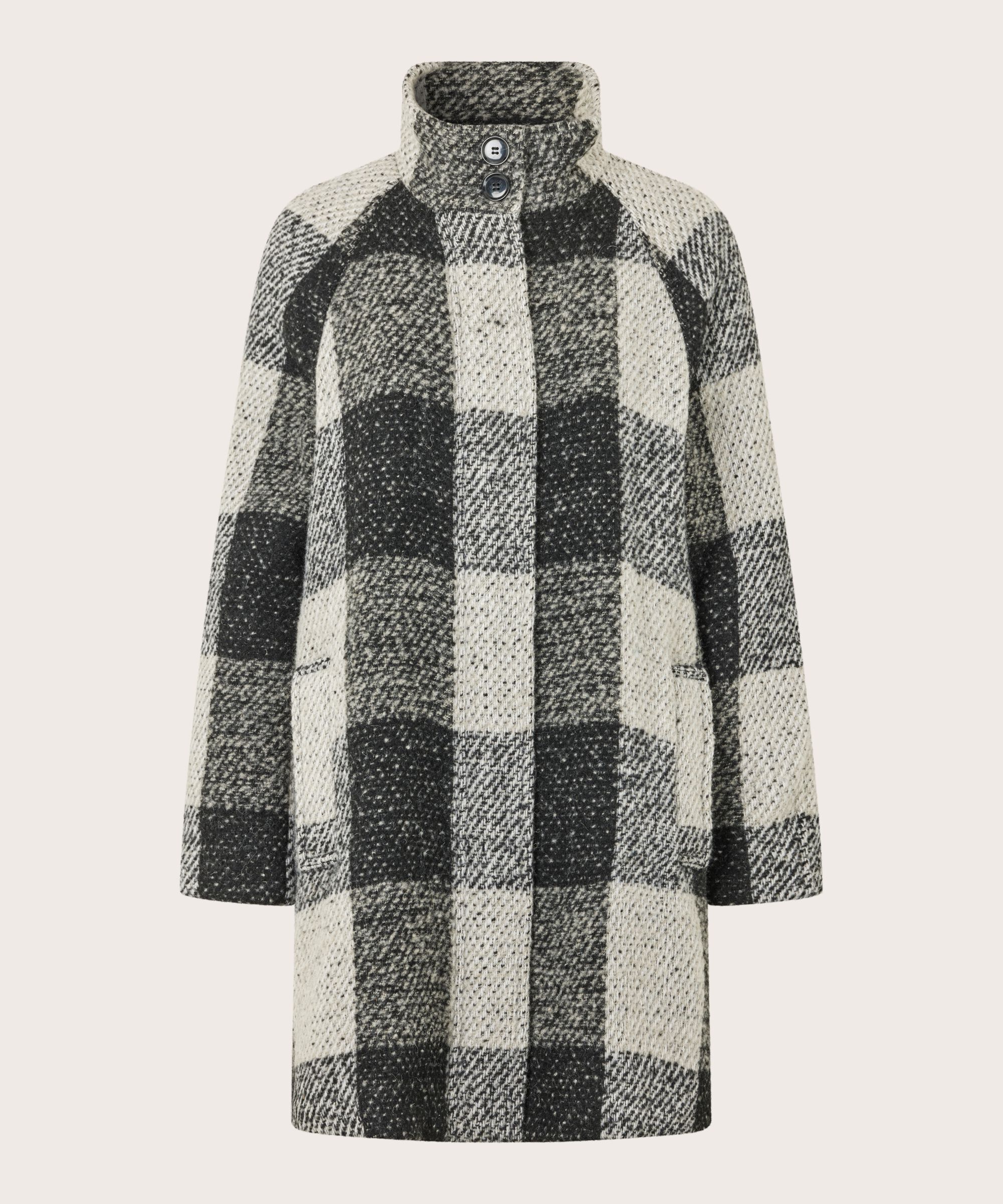 Mantel aus Wollmischung, Black