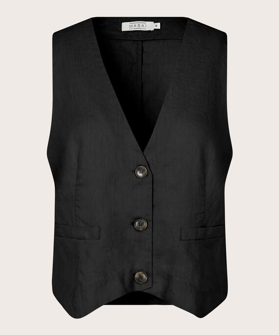 feminine Weste aus Leinen, Black