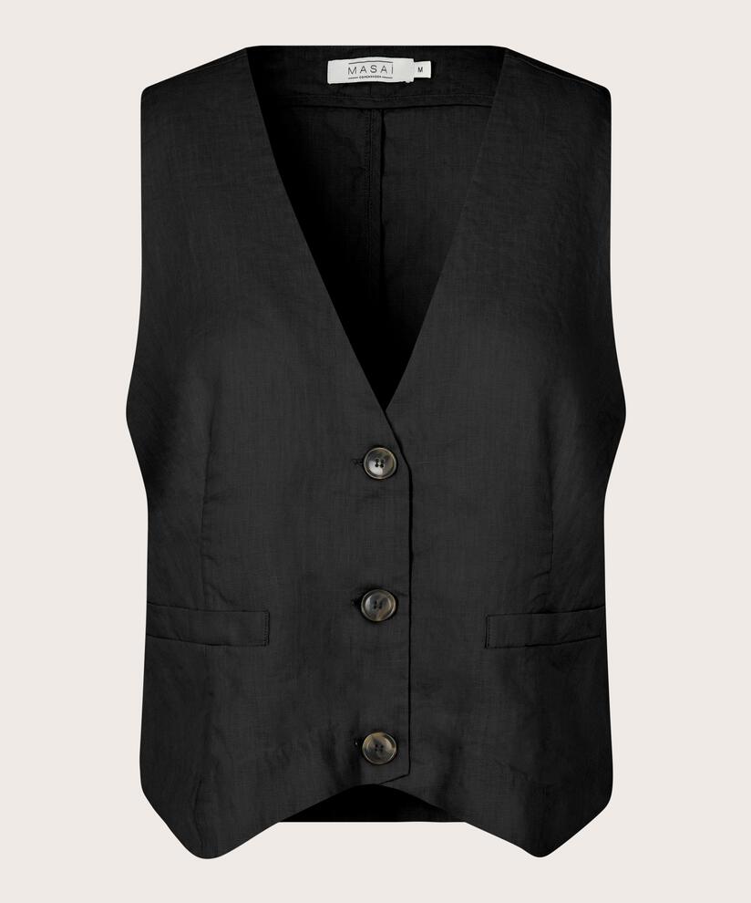 feminine Weste aus Leinen, Black