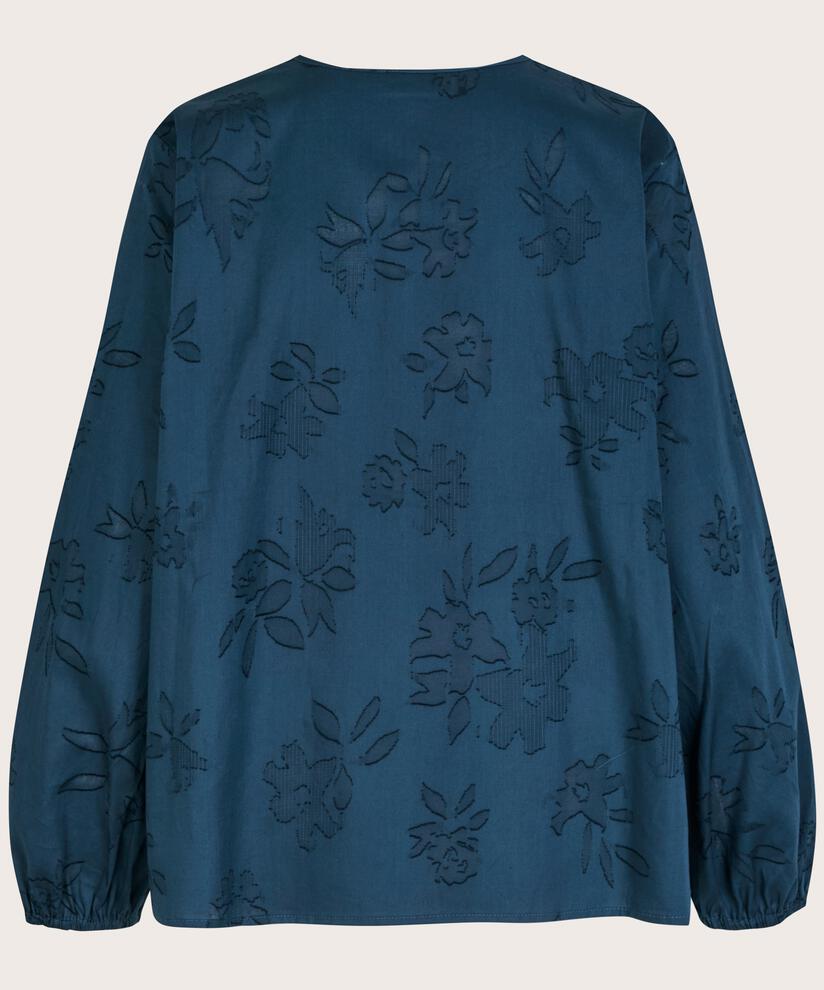 Baumwollbluse mit gewebtem Aufdruck, Moonlit Ocean