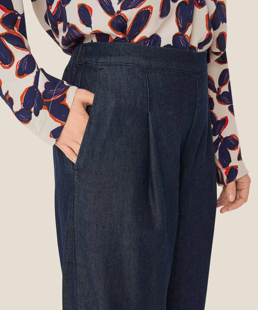 Jeanshose mit elastischem Bund und Eingrifftaschen, Dark Denim