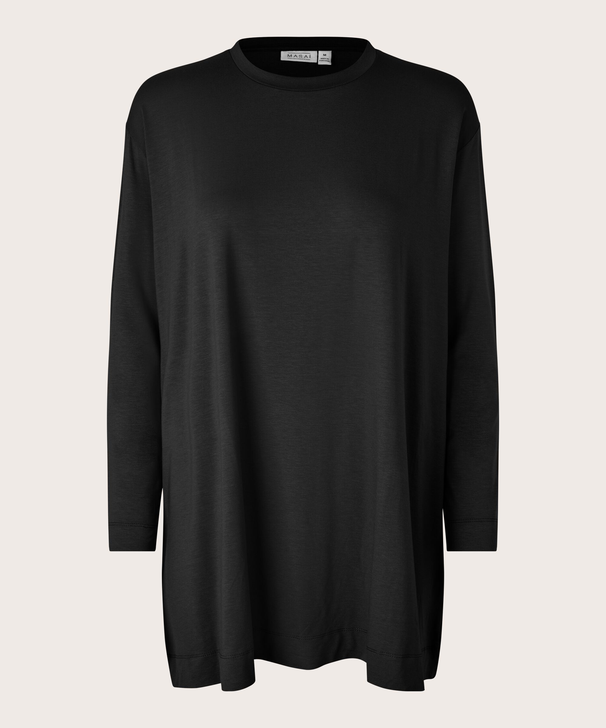 Jersey-Tunika mit langen Ärmeln, Black