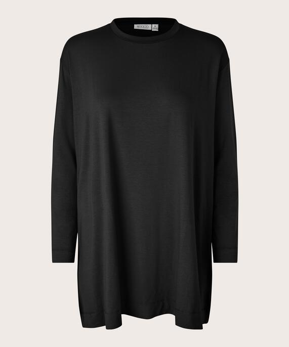 Jersey-Tunika mit langen Ärmeln, Black