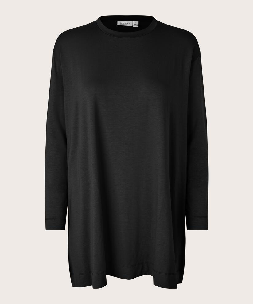 Jersey-Tunika mit langen Ärmeln, Black
