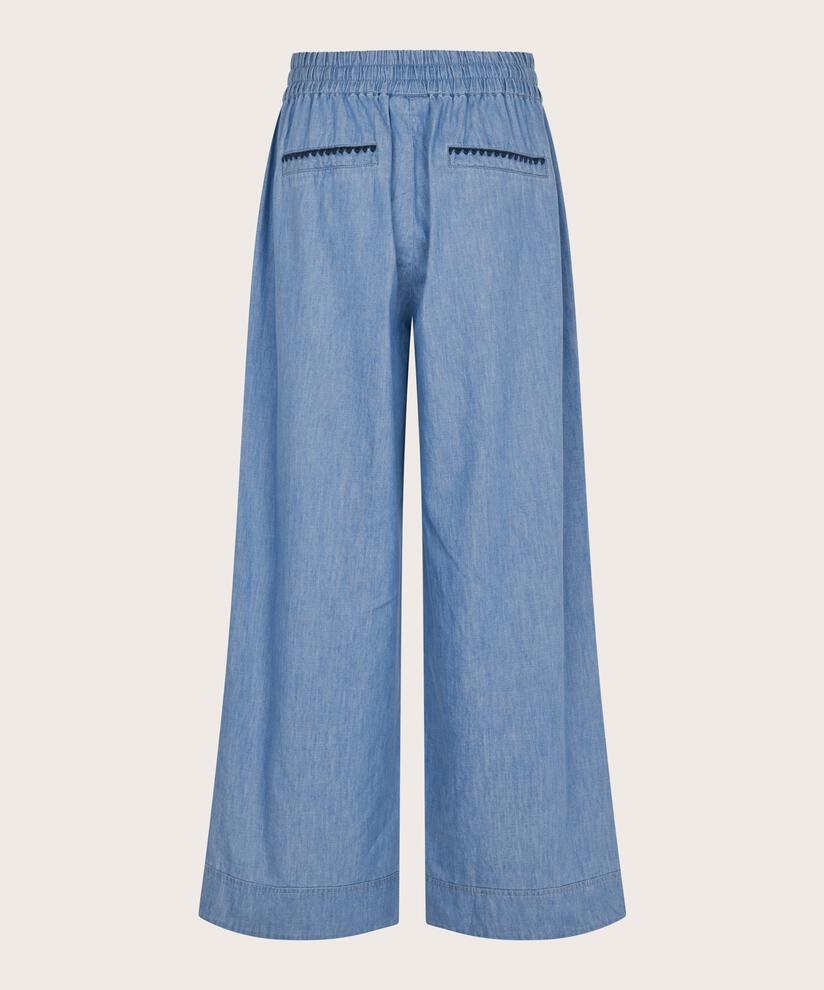 weiche Denimhose mit elastischem Bund mit Bindeband, Blue Denim
