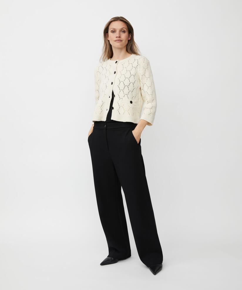 Baumwoll-Mix-Cardigan mit Lochmuster, Whitecap