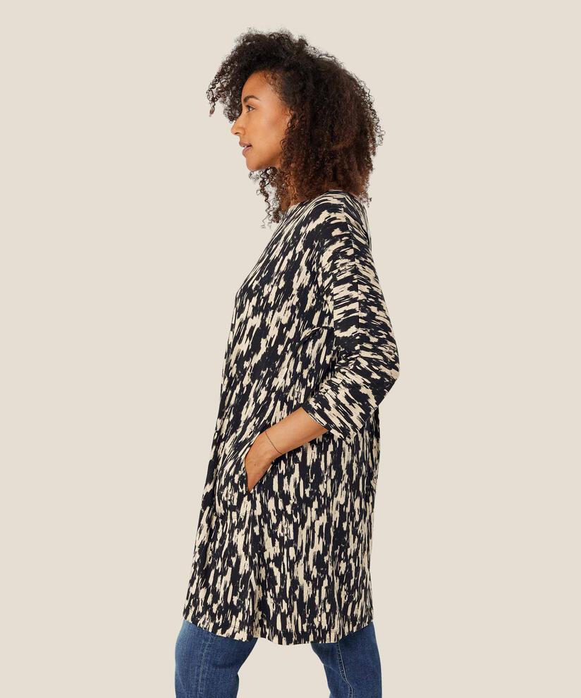 Bedruckte Jersey-Tunika mit Eingrifftaschen, Black